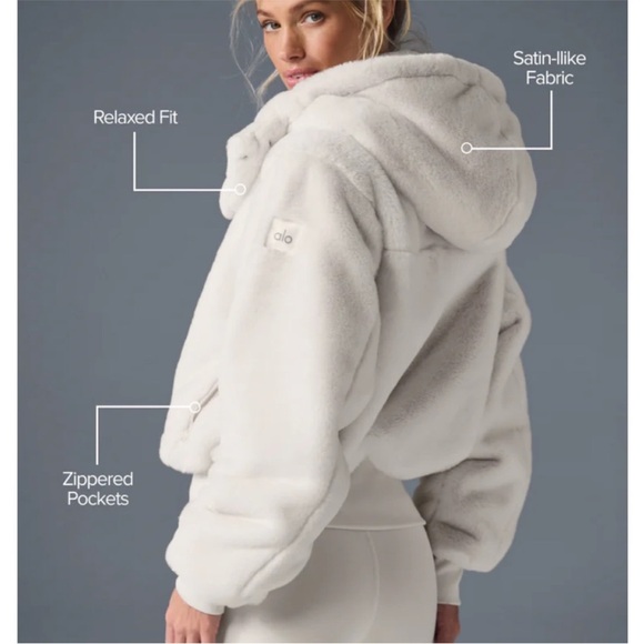 LIKE NEW ALO Faux Fur Foxy Jacket, Ivory, size XS - Picture 3 of 10